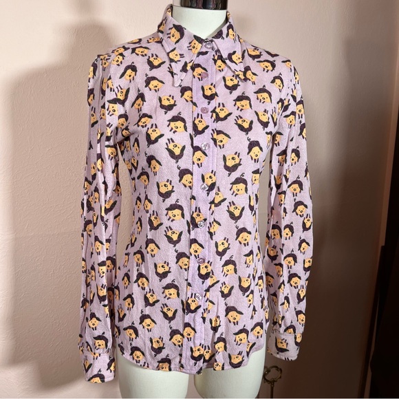 Vintage 60 '70 Mod MCM the red Eye Pig Print Lavender Dagger collar Shirt - Picture 16 of 16